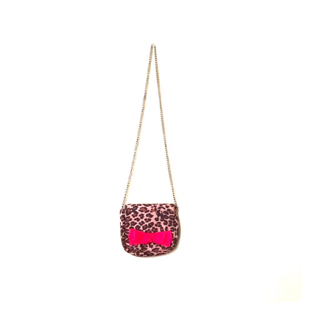 Cheetah pattern bag with dark pink bow